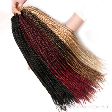 Box Braids Hair ombre Crochet Hair Extensions 22 roots/pack synthetic braiding Burgundy black color 18 Inch Crochet Braids